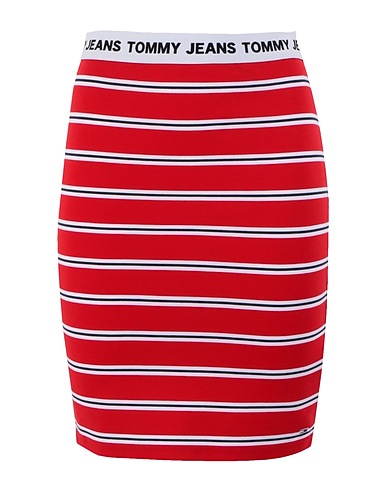 TOMMY JEANS Mini skirt TJW STRIPE BODYCON MINI SKIRT
 Red 68% Polyester, 30% Viscose, 2% Elastane