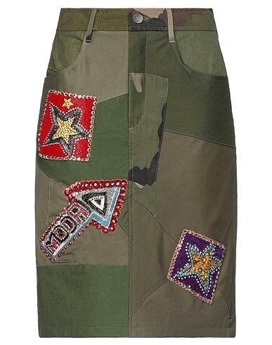 DOLCE&GABBANA Mini skirt Military green 100% Cotton, Acrylic, Glass, Polyester, Silk