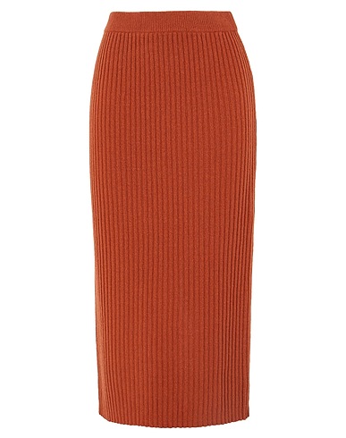 8 by YOOX Midi skirt Rust 80% Wool, 20% Polyamide