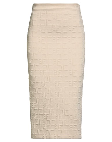 ELISABETTA FRANCHI Midi skirt Ivory 53% Viscose, 25% Polypropylene, 22% Polyester