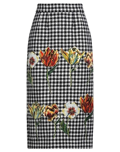 DOLCE&GABBANA Midi skirt Black 99% Virgin Wool, 1% Polyamide, Polyester, Elastane