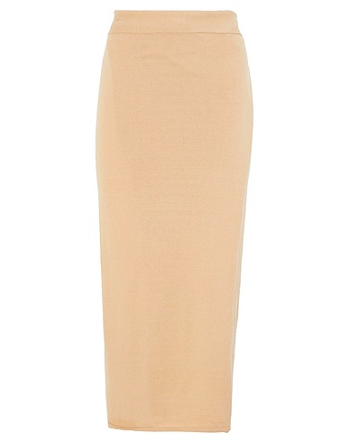 8 by YOOX Midi skirt COTTON KNIT WRAP MIDI SKIRT
 Beige 80% Cotton, 20% Wool