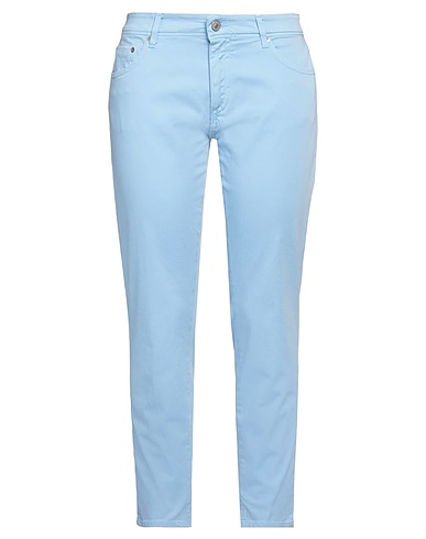 CARE LABEL Casual trouser Sky blue 98% Cotton, 2% Elastane