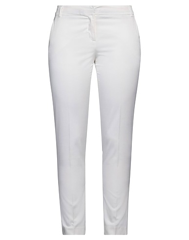 BLUE LES COPAINS Casual trouser White 50% Cotton, 45% Viscose, 5% Elastane
