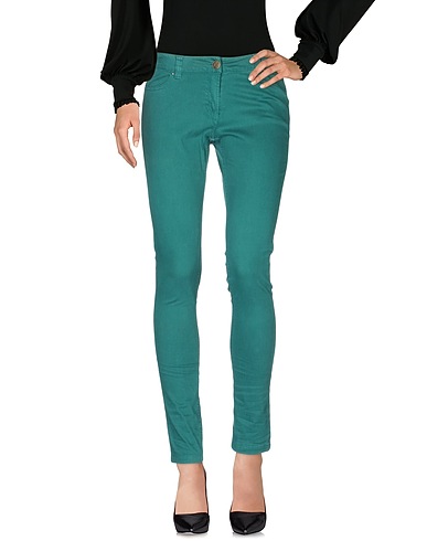SILVIAN HEACH Casual trouser Emerald green 97% Cotton, 3% Elastane