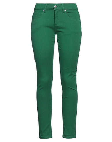 BYBLOS Denim trousers VERDE 98% Cotton, 2% Elastane