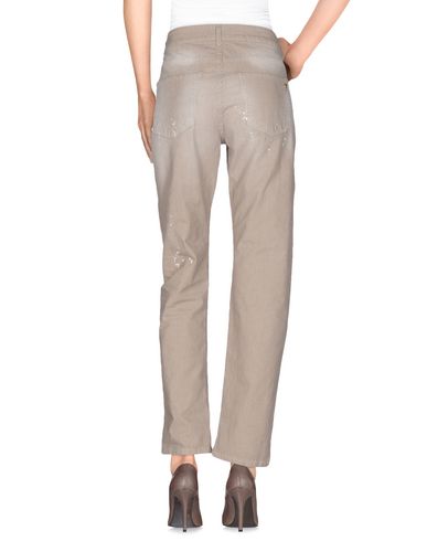 Shop Manila Grace Denim Woman Pants Beige Size 32 Cotton, Elastane