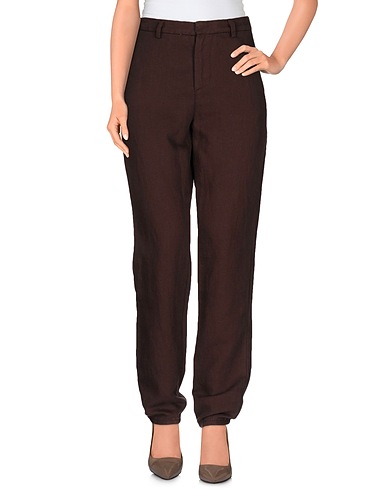 OTTOD'AME Casual trouser Dark brown Cotton, Linen