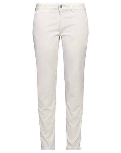 CARE LABEL Casual trouser Off white 98% Cotton, 2% Elastane