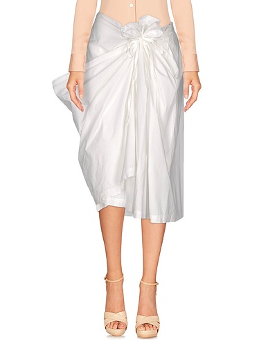 COLLECTION PRIVĒE? Midi skirt White 96% Cotton, 4% Elastane
