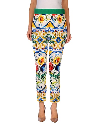 DOLCE&GABBANA Casual pants White 94% Silk, 6% Elastane