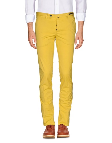 PT Torino Casual παντελόνι Κίτρινο 86% Βαμβάκι, 10% Λινό, 4% Ελαστάνη