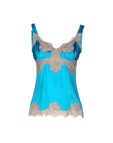 DOLCE&GABBANA Camisole Turquoise 67% Silk, 24% Cotton, 6% Polyamide, 3% Elastane