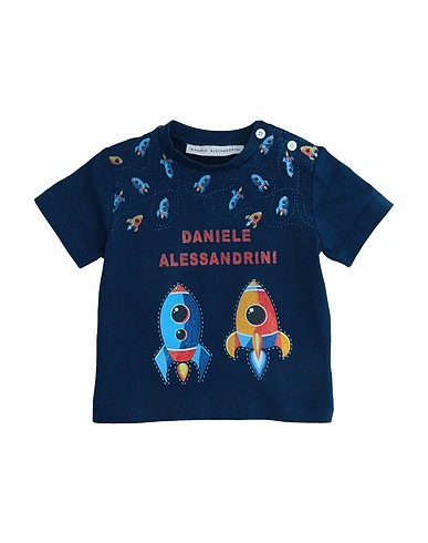 DANIELE ALESSANDRINI T-shirt Slate blue 95% Cotton, 5% Elastane