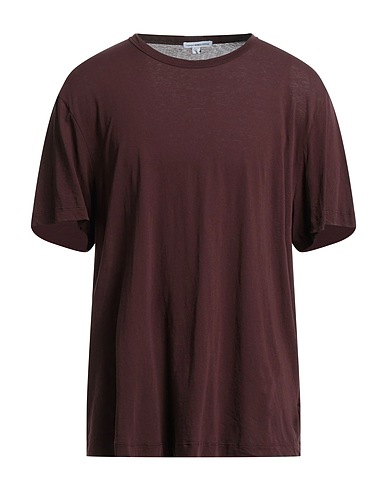 JAMES PERSE Basic T-Shirt Dark brown 100% Cotton