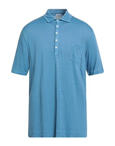 MASSIMO ALBA Polo shirt Light blue 100% Linen