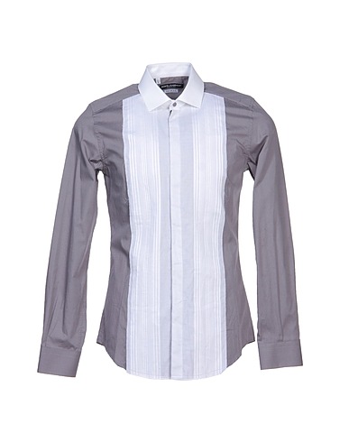 DOLCE&GABBANA Patterned shirt Grey 100% Cotton