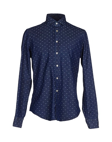 ROSSI Camicia fantasia Blu notte 100% Cotone