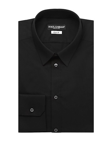 DOLCE&GABBANA Solid colour shirt Black 96% Cotton, 4% Elastane