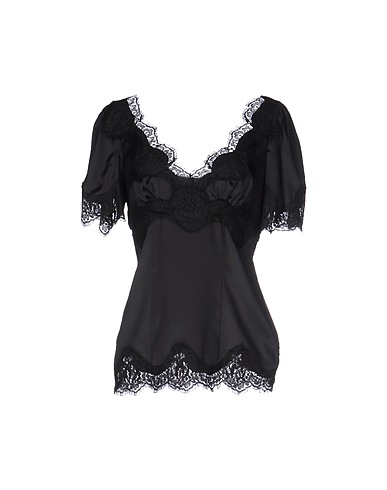 DOLCE&GABBANA Top Black 72% Silk, 20% Cotton, 5% Polyamide, 3% Elastane