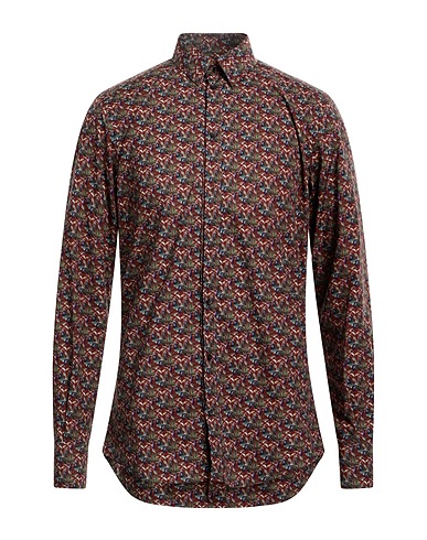 DOLCE&GABBANA Patterned shirt Brick red 100% Cotton