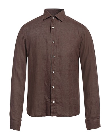 ROSSOPURO Linen shirt Dark brown 100% Linen