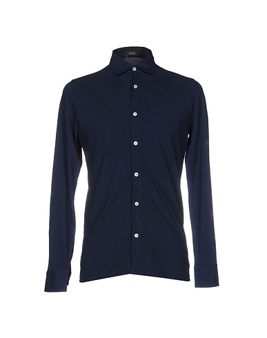 ROSSOPURO Solid colour shirt Midnight blue 100% Cotton