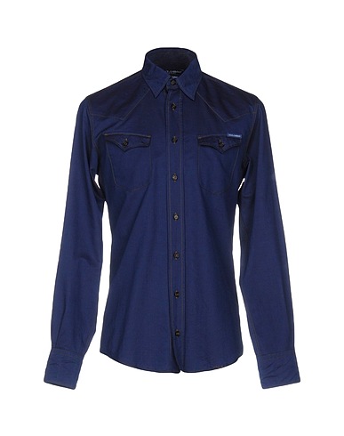 DOLCE&GABBANA Einfarbiges Hemd Blau 100% Baumwolle