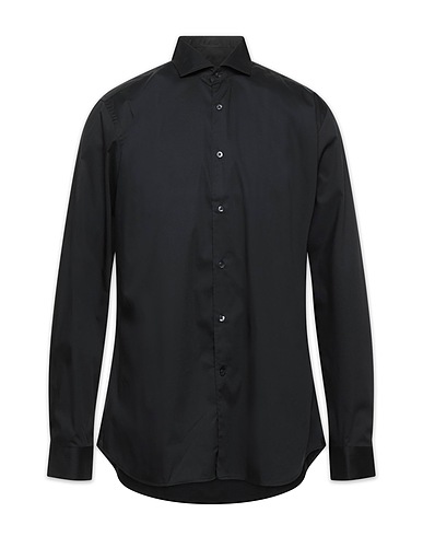 CALIBAN Solid colour shirt Black 70% Cotton, 27% Polyamide, 3% Elastane
