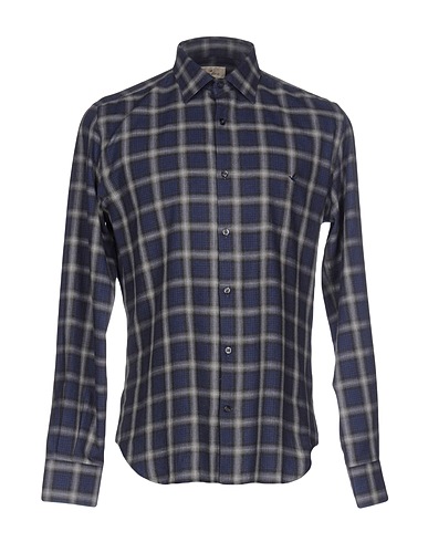 BROOKSFIELD Checked shirt Midnight blue 100% Cotton