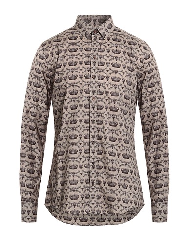 DOLCE&GABBANA Εμπριμέ πουκάμισο Γκρι 96% Βαμβάκι, 4% Ελαστάνη