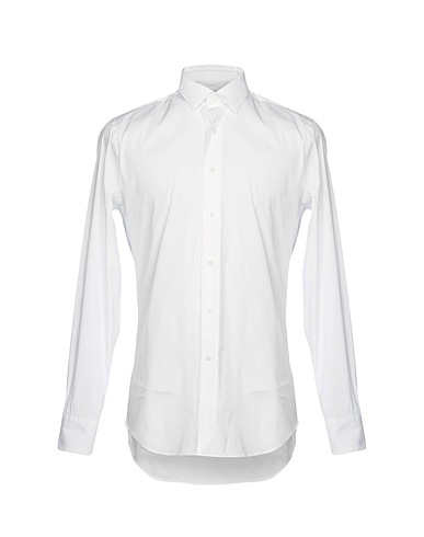 BAGUTTA Solid color shirt White 78% Cotton, 18% Polyamide, 4% Elastane