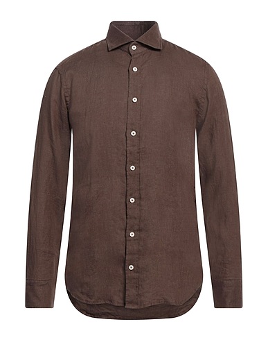 BASTONCINO Linen shirt Dark brown 100% Linen