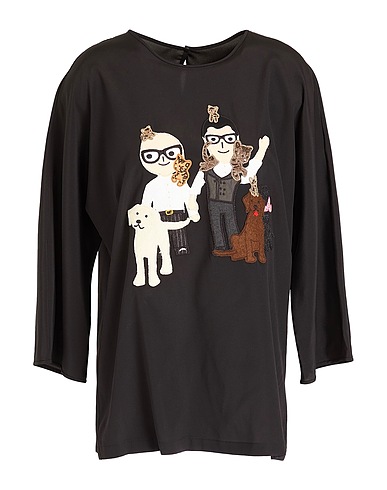 DOLCE&GABBANA 탑 블랙 91% 실크, 9% 엘라스테인