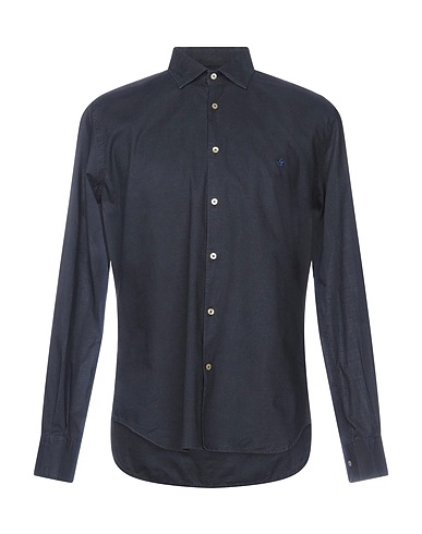 BROOKSFIELD Solid colour shirt Midnight blue 100% Cotton