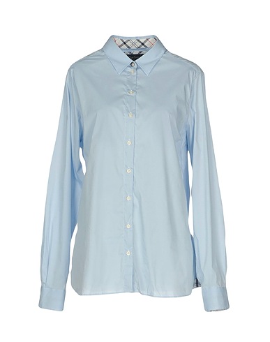 BARBOUR Camicie e bluse tinta unita Celeste 70% Cotone, 26% Poliammide, 4% Elastan