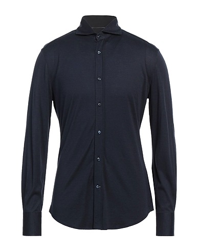 BRUNELLO CUCINELLI Camicia tinta unita Blu notte 60% Seta, 40% Cotone