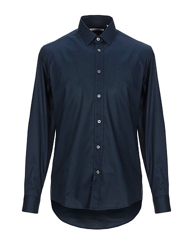 GREY DANIELE ALESSANDRINI Camisa lisa Azul noche 97% Algodón, 3% Elastán