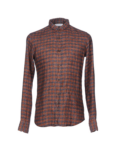 AGLINI Checked shirt Brown 100% Linen