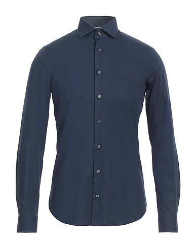 MICHAEL KORS MENS Solid colour shirt Midnight blue 98% Cotton, 2% Elastane