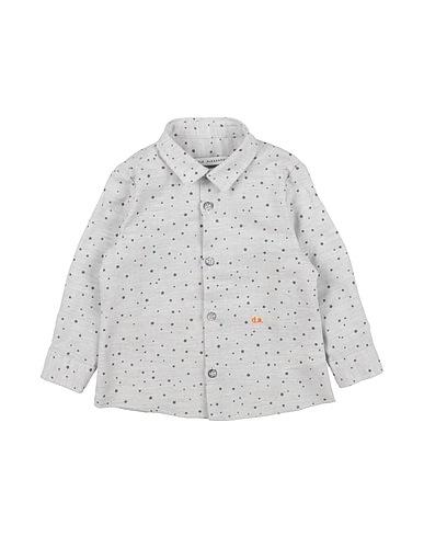 DANIELE ALESSANDRINI Patterned shirt Light grey 52% Polyester, 48% Cotton