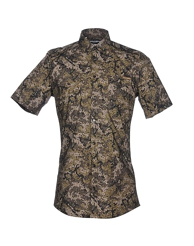 DOLCE&GABBANA Patterned shirt GOLD Military green 100% Cotton