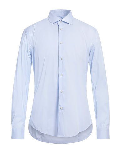 BRIAN DALES Solid colour shirt Sky blue 80% Cotton, 15% Polyamide, 5% Elastane