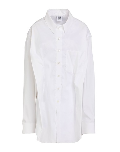 VETEMENTS Solid color shirts & blouses White 77% Cotton, 19% Polyamide, 4% Elastane