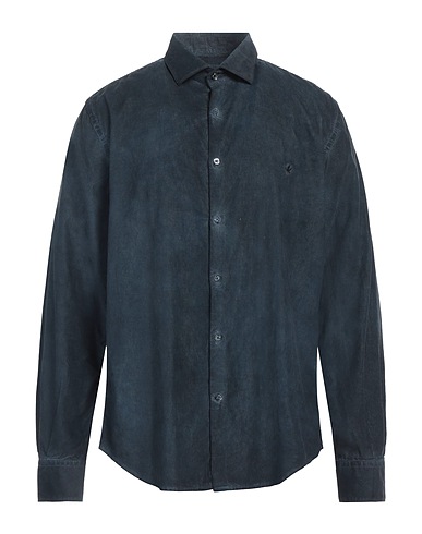 BROOKSFIELD Solid colour shirt Navy blue 100% Cotton