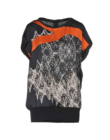 PINKO Top Black 100% Polyester, Wool, Acrylic
