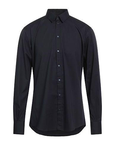 DOLCE&GABBANA Shirts Midnight blue 97% Cotton, 3% Elastane