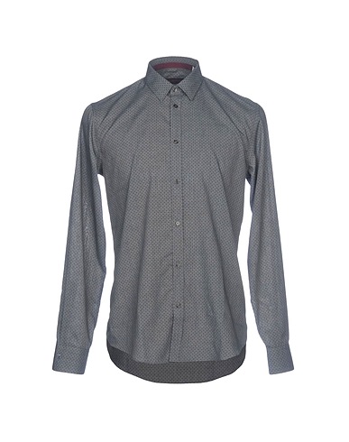 TRUSSARDI JEANS Patterned shirt Grey 65% Polyester, 35% Cotton