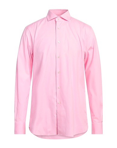 XACUS Solid color shirt Pink 96% Cotton, 4% Elastane