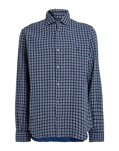 BROOKSFIELD Checked shirt Midnight blue 100% Cotton